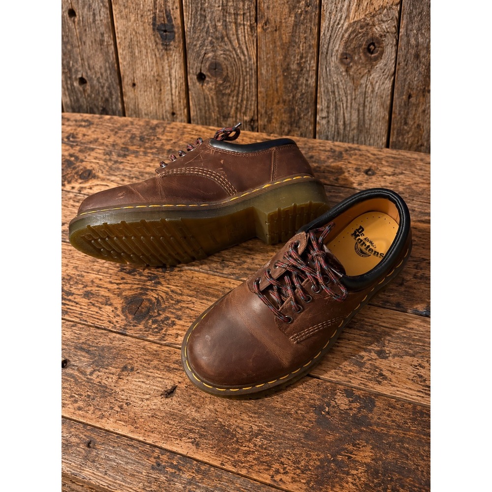 Dr. Martens Leather Padded Collar Oxford Brown Shoes Unisex Mens 8 Ladies 9 EUC